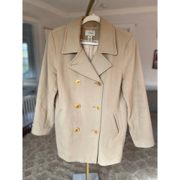L.L. Bean Camel Wool Peacoat Classic Winter Jacket Preppy ParisianQuiet Luxury - Picture 3 of 10